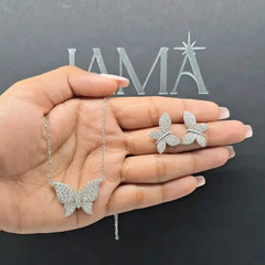 3.05 CT Butterfly Shape Diamond Jewellery Set - Earring & Pendant (Ready for Delivery) Jama Jewels