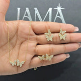 1.70 CT Double Butterfly Diamond Jewellery Set - Ring, Earring & Chain Pendant (Ready for Delivery) Jama Jewels