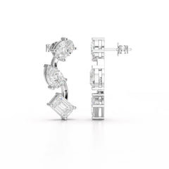 3.45 CT Lab Diamond Multi-Shape Three Stone Earrings