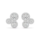 2.30 CT Trio Halo Round Cut Diamond Stud Earrings Jama Jewels