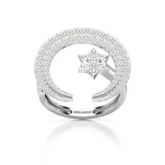 5.63 CT Crescent Moon and Star Shape Lab Diamond Ring