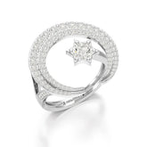 5.63 CT Crescent Moon and Star Shape Lab Diamond Ring Jama Jewels