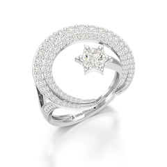 5.63 CT Crescent Moon and Star Shape Lab Diamond Ring