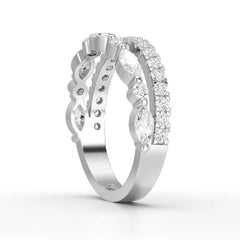 1 CT Marquise and Round Shaped Lab Diamond Ring Jama Jewels