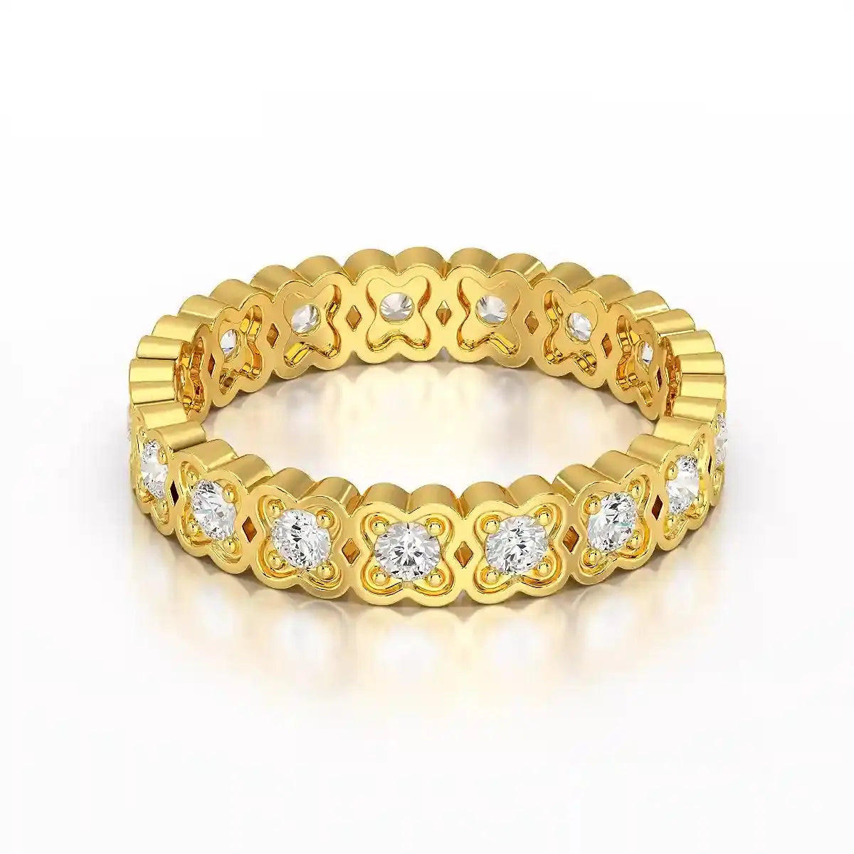 0.65 CT Flower Shape Eternity Ring with Round Cut Lab Diamonds Jama Jewels