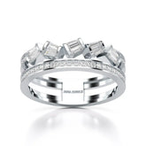 0.50 CT Two Row Ring with Round and Taper Cut Diamonds