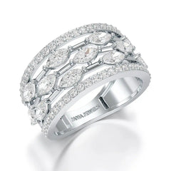 1.75 CT Five Row Ring with Marquise & Round Diamonds Jama Jewels