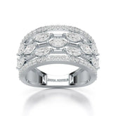 1.75 CT Five Row Ring with Marquise & Round Diamonds Jama Jewels