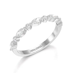 0.45 CT Half Eternity Ring with Marquise & Round Cut Lab Diamonds Jama Jewels