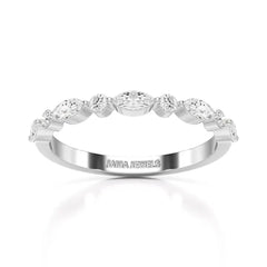 0.45 CT Half Eternity Ring with Marquise & Round Cut Lab Diamonds Jama Jewels