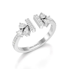 0.5 CT Lab Diamond Open Ring with Pear and Round Cut Diamonds