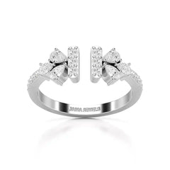 0.5 CT Lab Diamond Open Ring with Pear and Round Cut Diamonds Jama Jewels