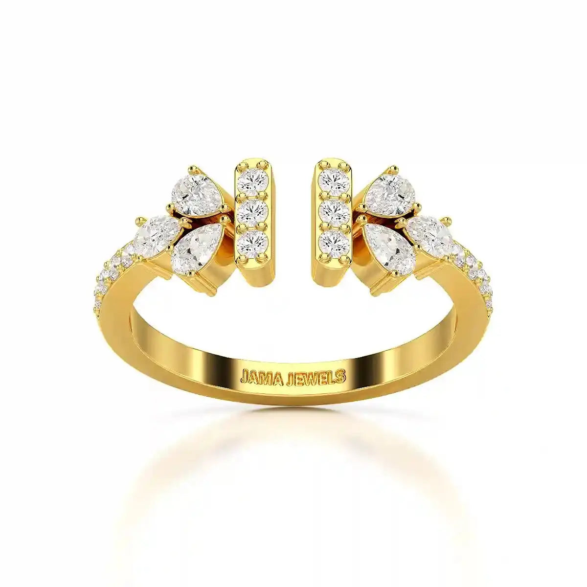 0.5 CT Lab Diamond Open Ring with Pear and Round Cut Diamonds Jama Jewels