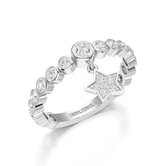 0.70 CT Round Cut Lab Diamond Ring with a Dangling Star