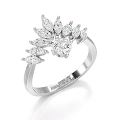 0.95 CT Cluster Ring with Marquise & Round Cut Lab Diamonds