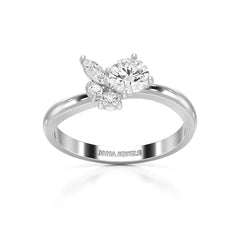 0.65 CT Marquise & Round Cut Lab Diamond Cluster Ring