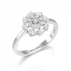 0.35 CT Cluster Ring with Pear and Round Cut Lab Diamonds Jama Jewels