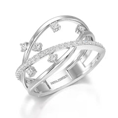 0.30 CT Round Cut Lab Diamond Crossover Ring