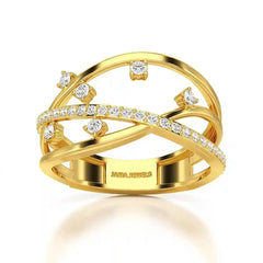 0.30 CT Round Cut Lab Diamond Crossover Ring Jama Jewels