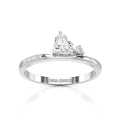 0.55 CT Stacked Heart & Round Cut Lab Diamonds Ring