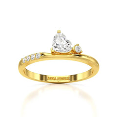 0.55 CT Stacked Heart & Round Cut Lab Diamonds Ring Jama Jewels