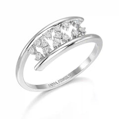 0.10 CT Pipe Pave Lab Diamond Ring with Round Diamonds