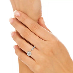 0.65 CT Open Ring with Pear & Round Cut Lab Diamonds Jama Jewels