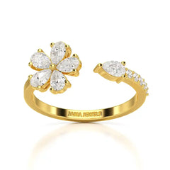 0.65 CT Open Ring with Pear & Round Cut Lab Diamonds