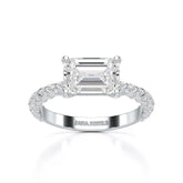 2.40 CT Straight Emerald Cut Lab Diamond Ring