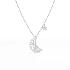 1.58 CT Lab Diamond Moon Shaped Chain Pendant