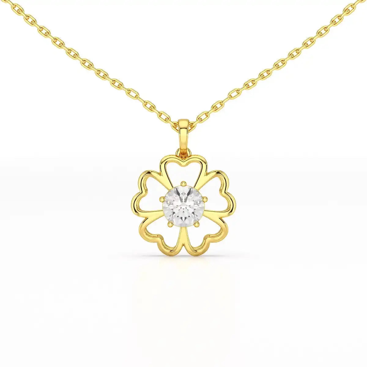 0.65 CT Heart Shape Pave Setting Chain Pendant With Round Cut Lab Diamonds Jama Jewels