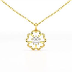 0.65 CT Heart Shape Pave Setting Chain Pendant With Round Cut Lab Diamonds