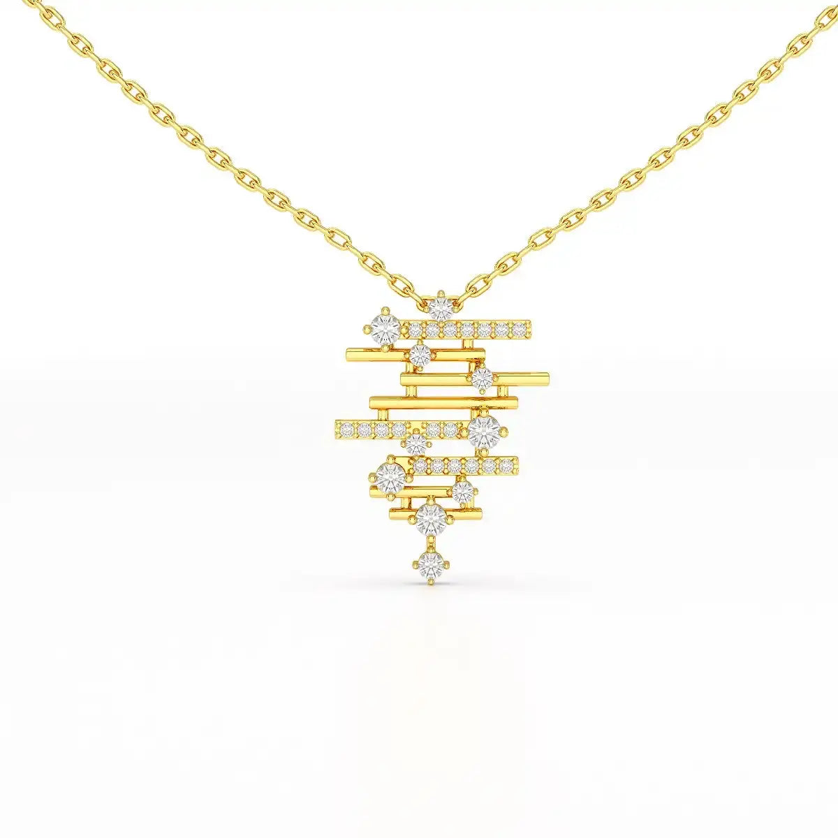 0.35 CT Lines Lab Diamond Chain Pendant with Round Cut Diamonds Jama Jewels