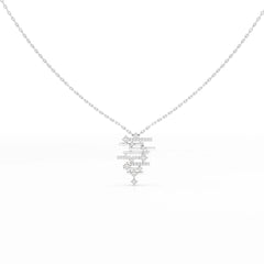 0.35 CT Lines Lab Diamond Chain Pendant with Round Cut Diamonds