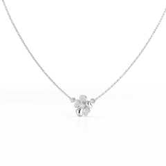 0.20 CT Flower Shape Lab Diamond Chain Pendant with Round Diamonds