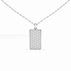 0.50 CT Lab Diamond Rectangular Chain Pendant with Round Diamonds