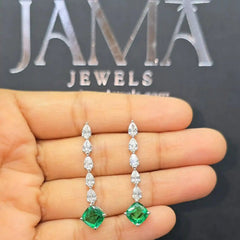 2 CT Lab Grown Drop Earring with 3.4 CT Green Gemstone Jama Jewels
