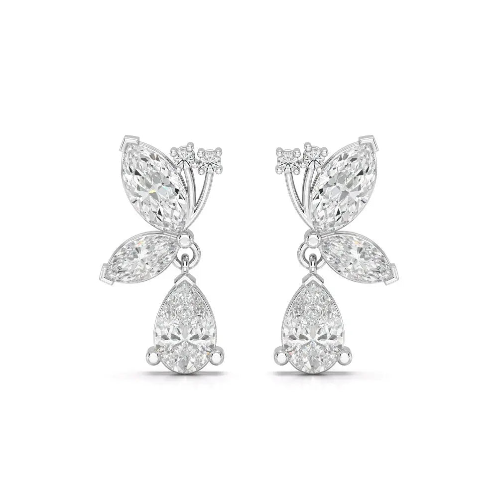 2.35 CT Pear and Marquise Cut Diamond Drop Earring Jama Jewels