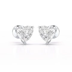 Heart Shape Solitaire Lab Diamond Stud Earrings