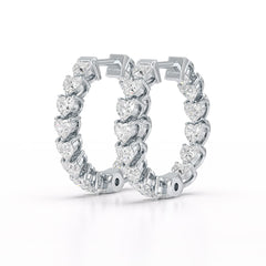 Heart Shaped Lab Grown Diamond Hoop Earrings