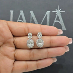 4.10 CT Oval Cut Lab Diamond Drop Earring with Round Diamonds (Ready for Delivery)