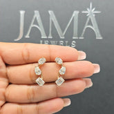 3.45 CT Lab Diamond Multi-Shape Three Stone Earrings (Ready for Delivery)