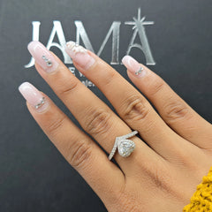 1.55 CT Heart Cut Lab Diamond Chevron Halo Ring (Ready for Delivery)