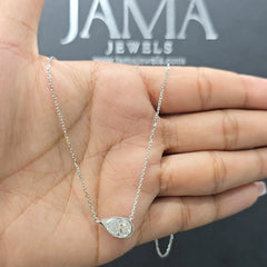 1.55 CT Pear Shape Solitaire Diamond Chain Pendant (Ready for Delivery)