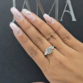 3.10 CT Lab Diamond Round & Pear Cut Three Stone Ring (Ready for Delivery)