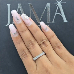 0.85 CT Half Eternity Ring with Heart & Round Cut Diamonds(Ready for Delivery)