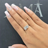 1.90 CT Oval & Emerald Cut Diamond Two Stone Ring (Ready for Delivery)