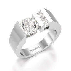 2.2 CT Round Cut Lab Diamond Men's Ring