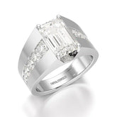 6 CT Emerald Cut Lab Diamond Men's Ring