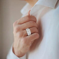 6 CT Emerald Cut Lab Diamond Men's Ring